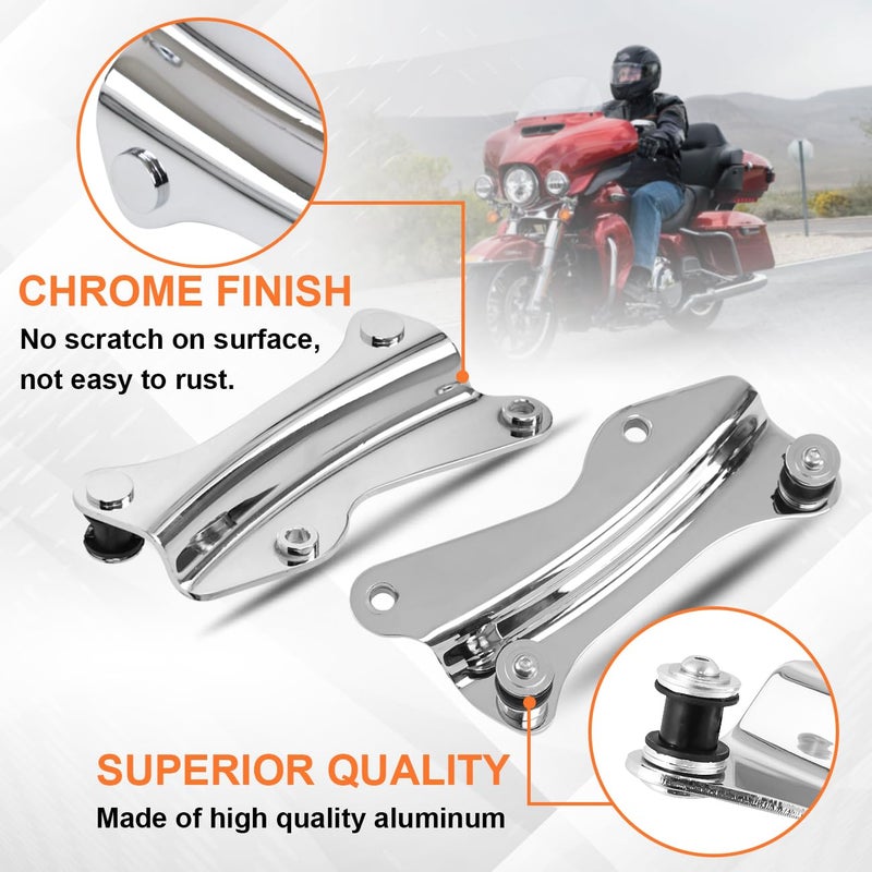 AUFER Chrome Two Up Mounting Bracket Luggage Rack and 4 Point Docking Hardware Kits Compatible with for Touring Road King Street Glide Road Glide Electra Glide Tour Pack Pak Mount 2014-2024 - Image 3